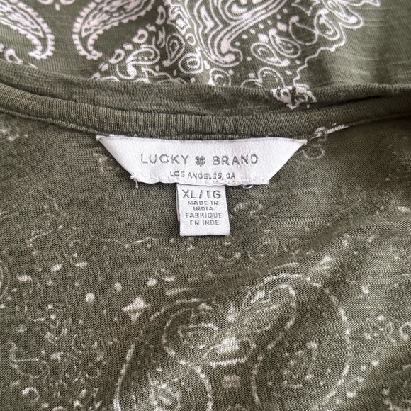 Lucky Brand Green Paisley Blouse XL - Picture 4 of 9